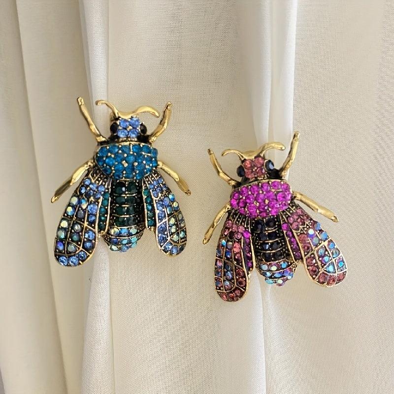 Vintage Bee Rhinestone Brooch Banquet Clothes Pin Scarf Clip