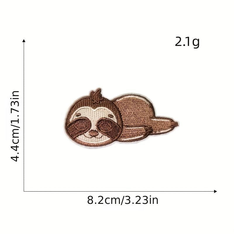 8pcs Sloth Iron On Patches Embroidered Applique DIY Crafts Clothing Jacket Jeans