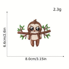 8pcs Sloth Iron On Patches Embroidered Applique DIY Crafts Clothing Jacket Jeans