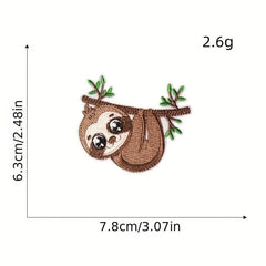 8pcs Sloth Iron On Patches Embroidered Applique DIY Crafts Clothing Jacket Jeans