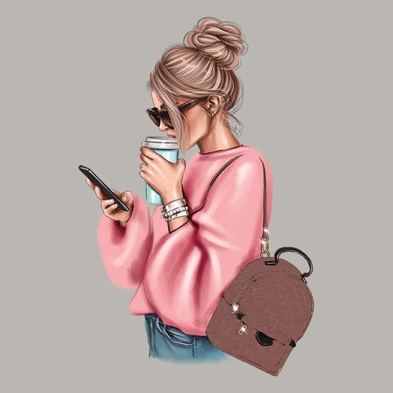 Coffee Ladies Patch for DIY Clothing Heat Transfer