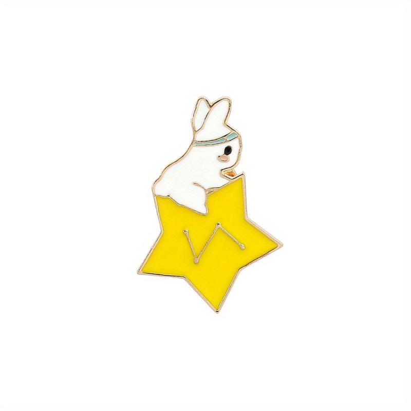 Men's Rabbit Brooch with Stars Moon Space Elements Enamel Pins