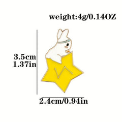 Men's Rabbit Brooch with Stars Moon Space Elements Enamel Pins