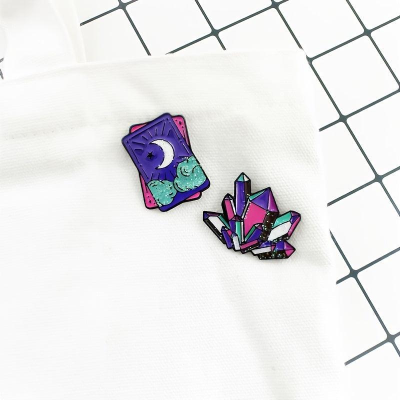 Men's Colorful Tarot Cards Crystal Brooch Shirt Suit Sweater Accessory