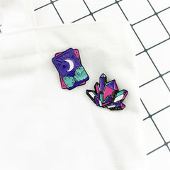 Men's Colorful Tarot Cards Crystal Brooch Shirt Suit Sweater Accessory