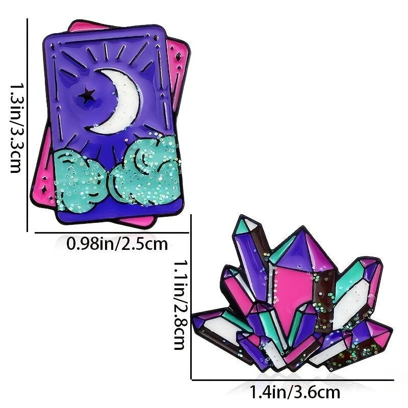 Men's Colorful Tarot Cards Crystal Brooch Shirt Suit Sweater Accessory