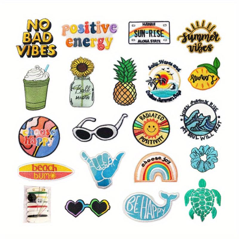 21pcs Iron On Patches Embroidered Applique DIY Clothing Jacket Jeans Pant