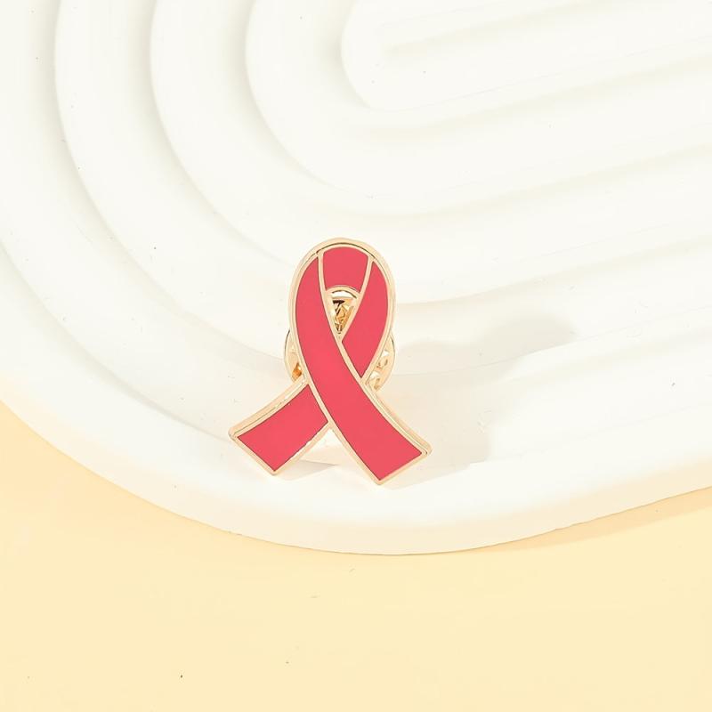 Red Ribbon Lapel Brooch HIV AIDS Prevention Pin