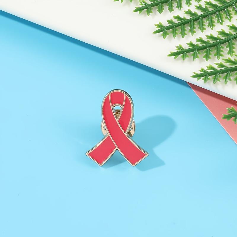 Red Ribbon Lapel Brooch HIV AIDS Prevention Pin
