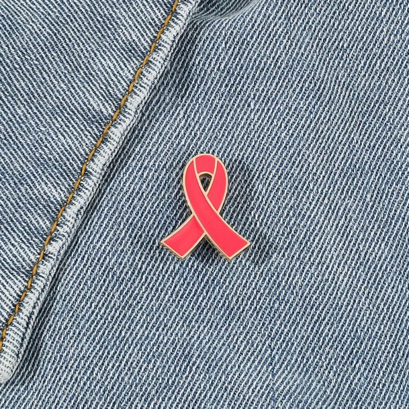 Red Ribbon Lapel Brooch HIV AIDS Prevention Pin