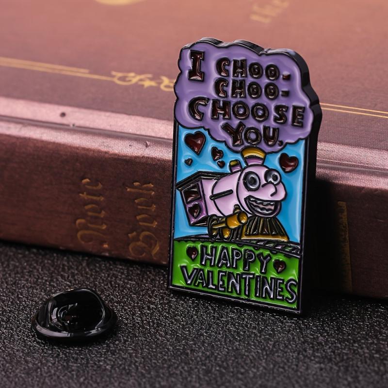 Train Animation Enamel Metal Brooch Accessory