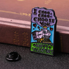 Train Animation Enamel Metal Brooch Accessory