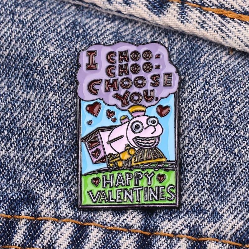 Train Animation Enamel Metal Brooch Accessory