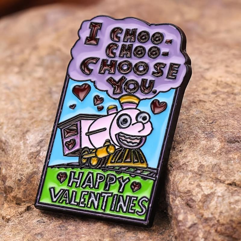 Train Animation Enamel Metal Brooch Accessory