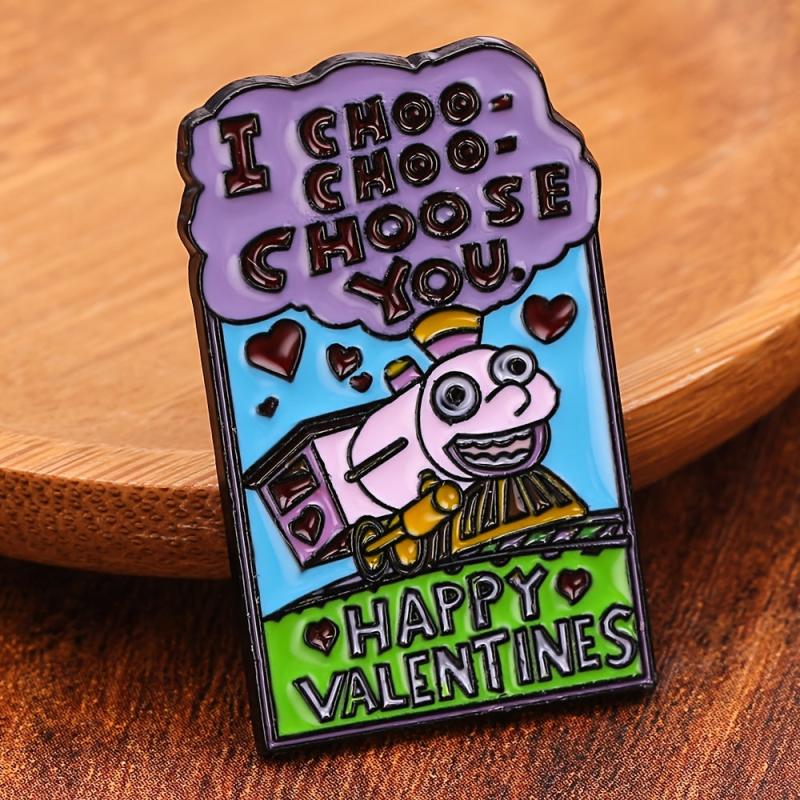 Train Animation Enamel Metal Brooch Accessory