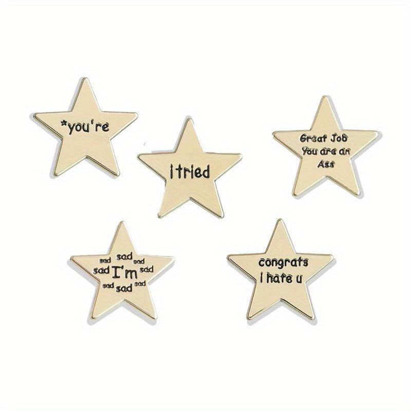 Emotions Enamel Pins Golden Star Brooches Lapel Badges Funny Quotations Jewelry