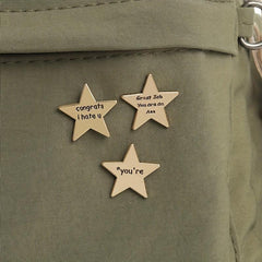 Emotions Enamel Pins Golden Star Brooches Lapel Badges Funny Quotations Jewelry