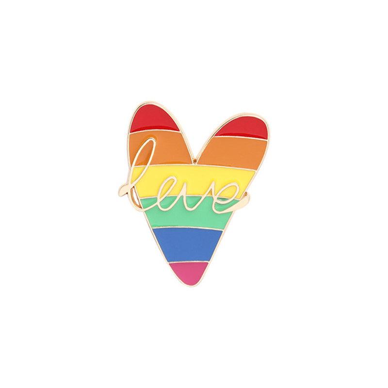 Love Rainbow Hand Flag Heart Planet Cartoon Brooch