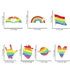 Love Rainbow Hand Flag Heart Planet Cartoon Brooch