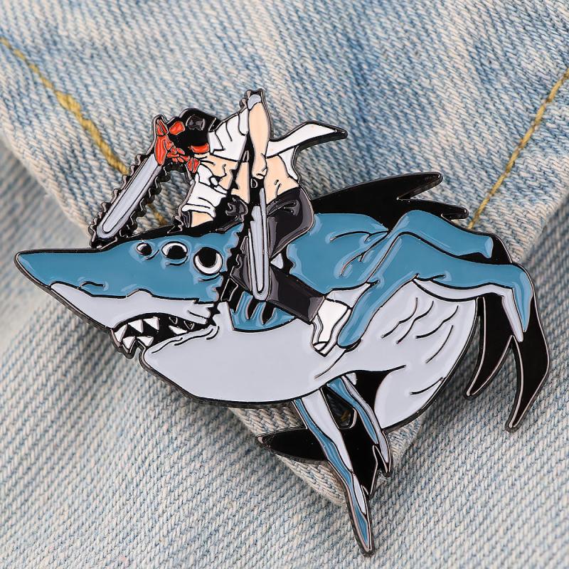Shark Anime Enamel Pin Badges Brooches Lapel Pins For Men