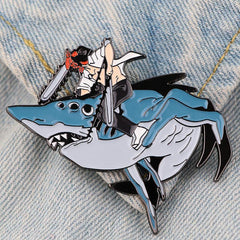 Shark Anime Enamel Pin Badges Brooches Lapel Pins For Men