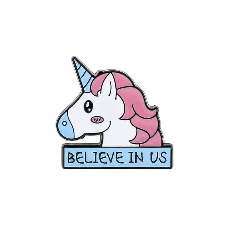 Unicorn Alphabet Metal Brooch For Holiday Gift