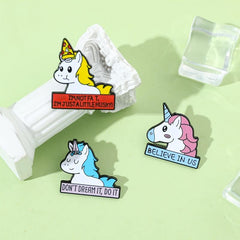 Unicorn Alphabet Metal Brooch For Holiday Gift