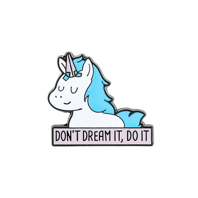 Unicorn Alphabet Metal Brooch For Holiday Gift