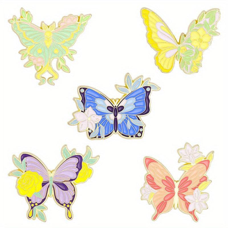 5pcs Butterfly Moth Animal Insect Brooch Pin Lapel Pins For Men