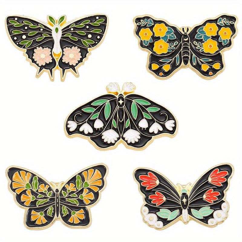5pcs Butterfly Moth Animal Insect Brooch Pin Lapel Pins For Men