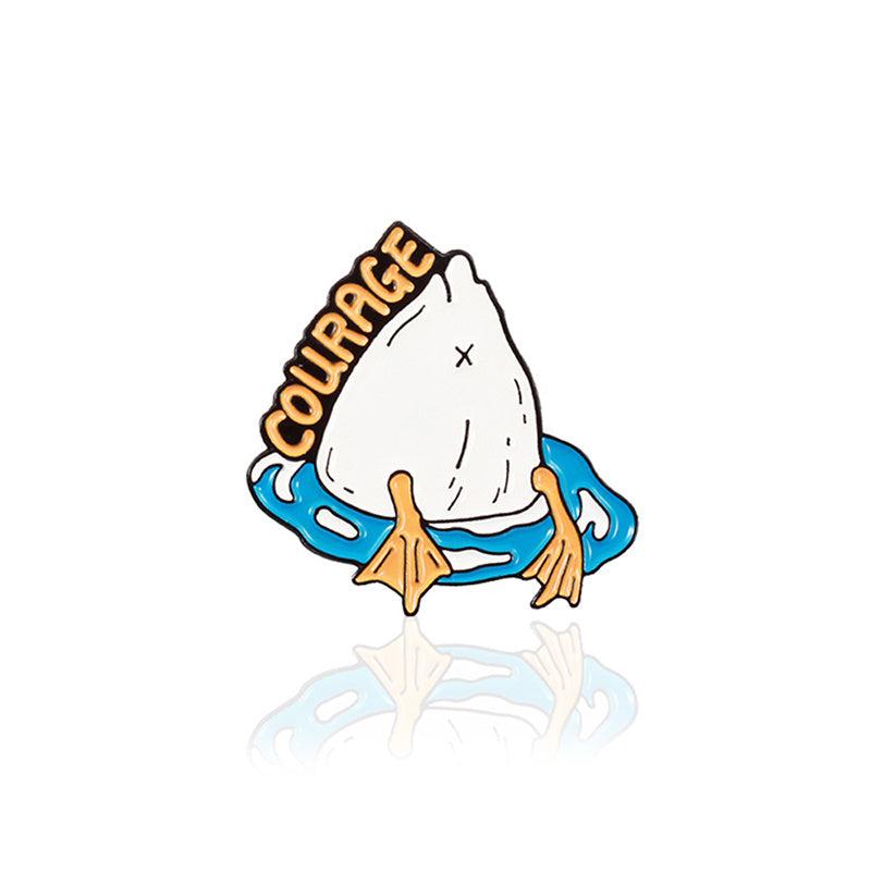 Cute Duck Brooch Pin in Gold Tone with Rhinestones