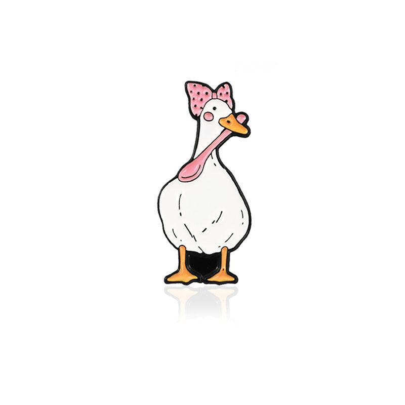 Cute Duck Brooch Pin in Gold Tone with Rhinestones