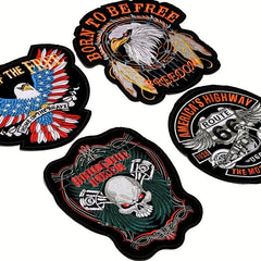 4pcs Embroidered Punk Skull Cloth Stickers Halloween Style Decorative Patches