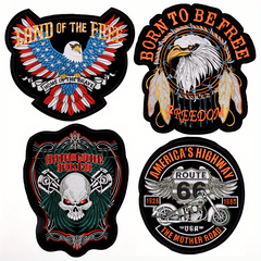 4pcs Embroidered Punk Skull Cloth Stickers Halloween Style Decorative Patches