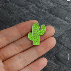 DON'T BE A PRICK Green Cactus Brooch