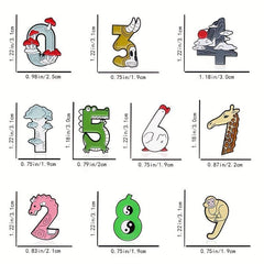 Arabic Numerals Animal Mountain Digital Badge Dripping Oil Brooch
