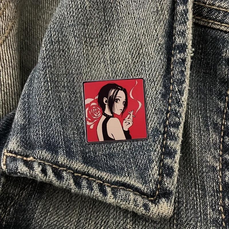 Anime Girl Metal Brooch Punk Badge for Clothing and Bags