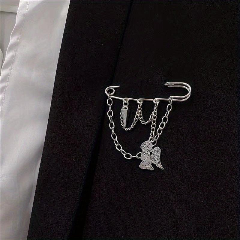 Chain Cross Brooch Tassel Pin Buckle Clothes Accessories