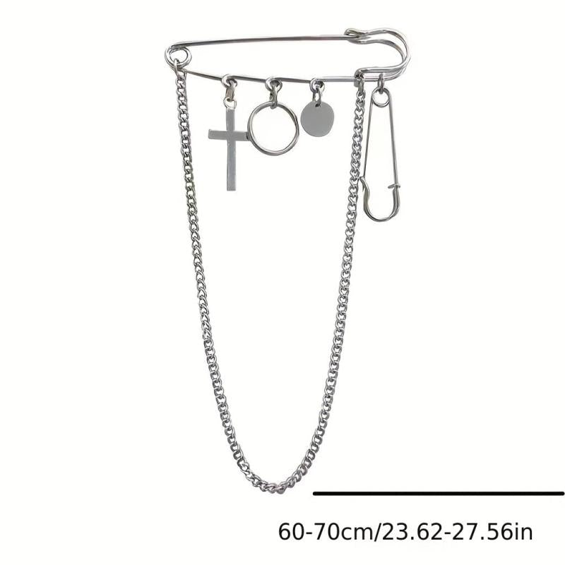 Chain Cross Brooch Tassel Pin Buckle Clothes Accessories