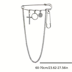 Chain Cross Brooch Tassel Pin Buckle Clothes Accessories