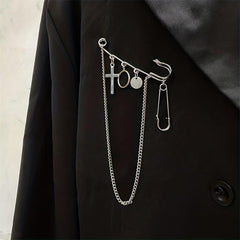Chain Cross Brooch Tassel Pin Buckle Clothes Accessories