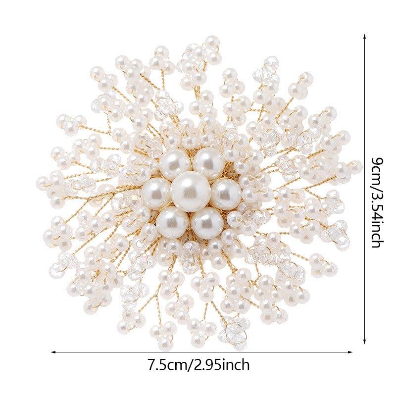 Snowflake Flower Pearl Brooch Rhinestone Pin Wedding Gift Men