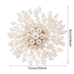 Snowflake Flower Pearl Brooch Rhinestone Pin Wedding Gift Men