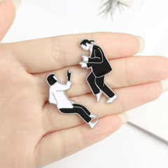 Dancing Girl Boy Brooch Enamel Pin Backpacks Jackets Hats Scarves Pants