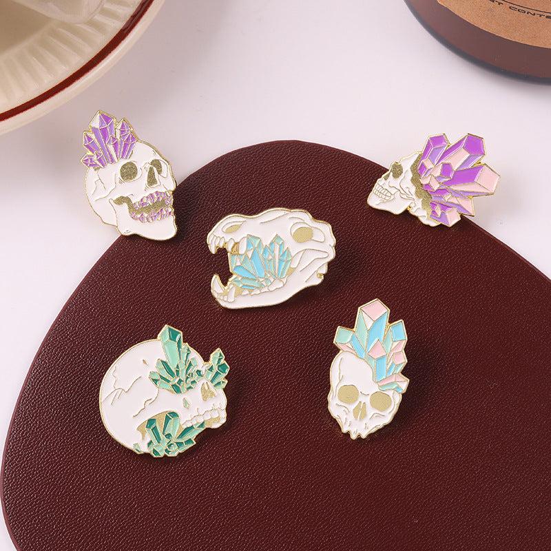 Skull Wishing Crystal Brooch For Men Pins