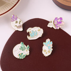 Skull Wishing Crystal Brooch For Men Pins