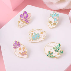 Skull Wishing Crystal Brooch For Men Pins