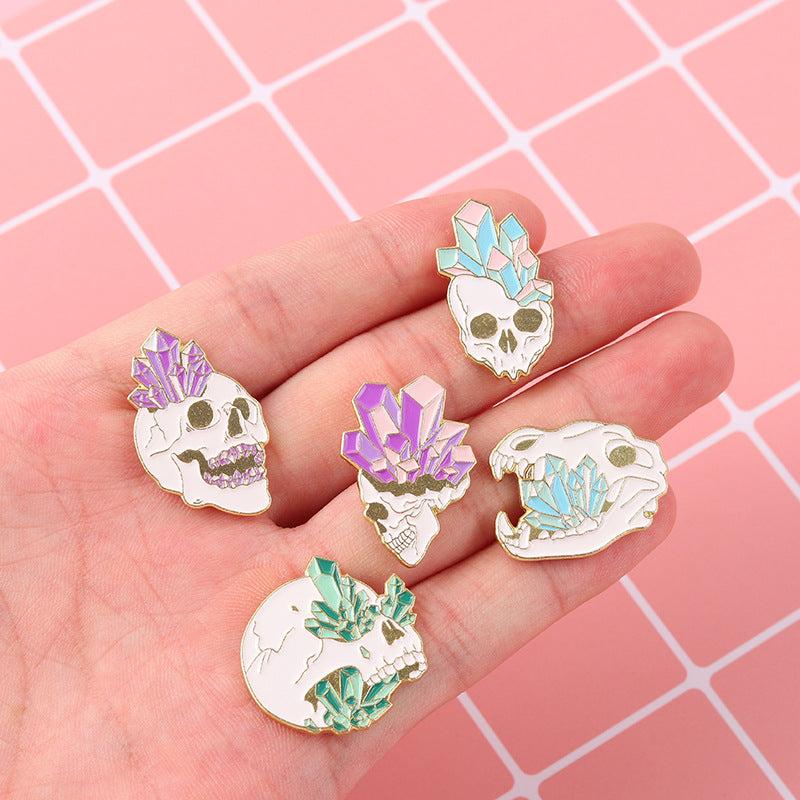 Skull Wishing Crystal Brooch For Men Pins