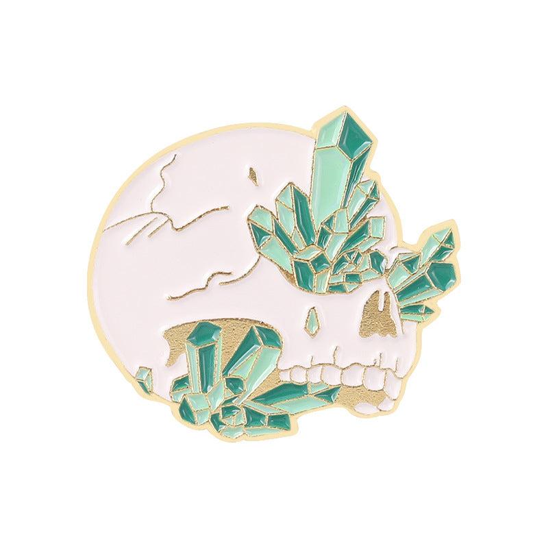 Skull Wishing Crystal Brooch For Men Pins