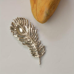 Vintage Peacock Feather Brooch with Rhinestone